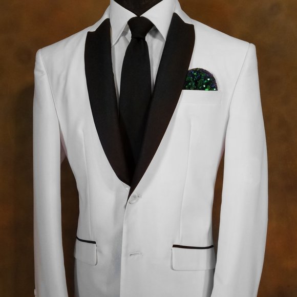 New - Men's Sequin Pre-Folded Pocket Square Insert - Iridescent Green & Blue - Picture 3 of 6